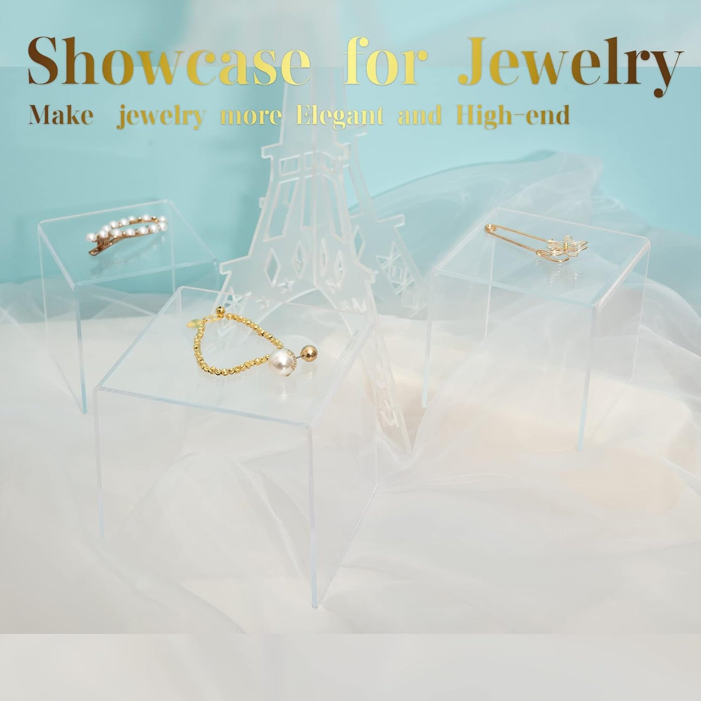 Acylic Riser Square Display Stand For Cupcakes / Clear / 8P-4INCH / 4 Inch