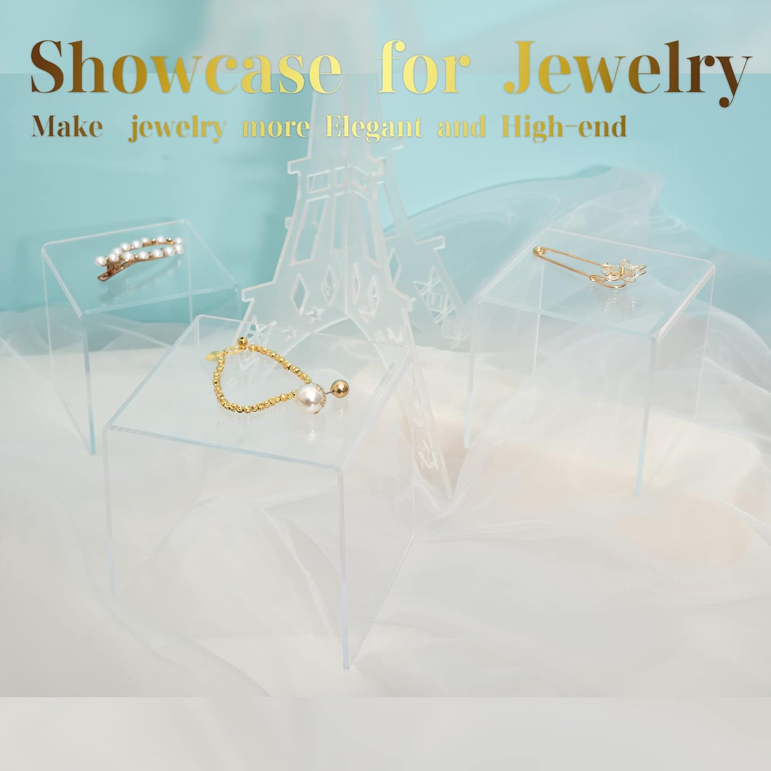 Acylic Riser Square Display Stand For Cupcakes / Clear / 8P-4INCH / 4 Inch