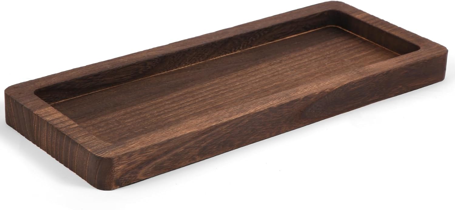 Wooden Decorative Tray Candle Holder Long Wood Tray Home Decor / Brown--rectangular