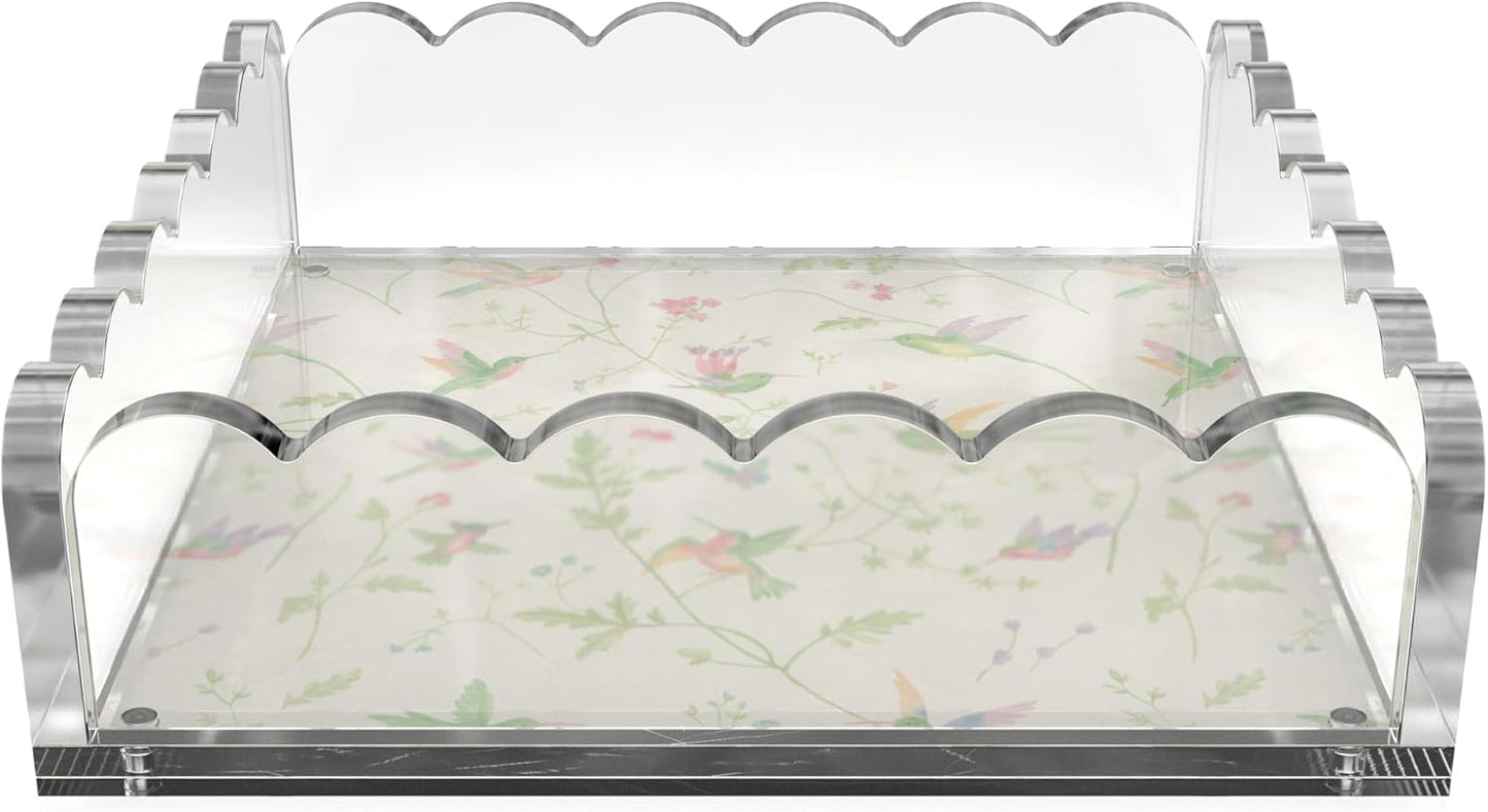 Scalloped Acrylic Tray / Clear / 8 x 8