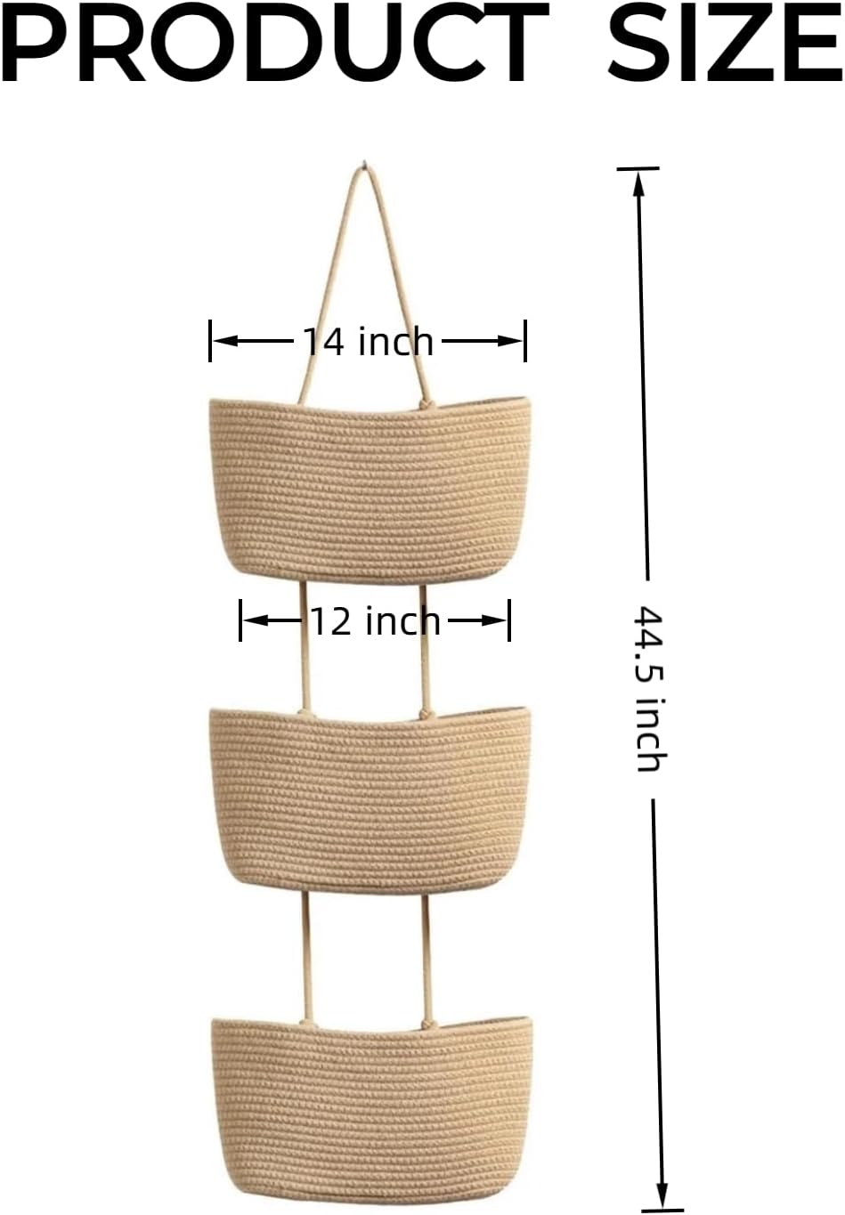 3-Tier Woven Cotton Rope Hanging Basket / Jute
