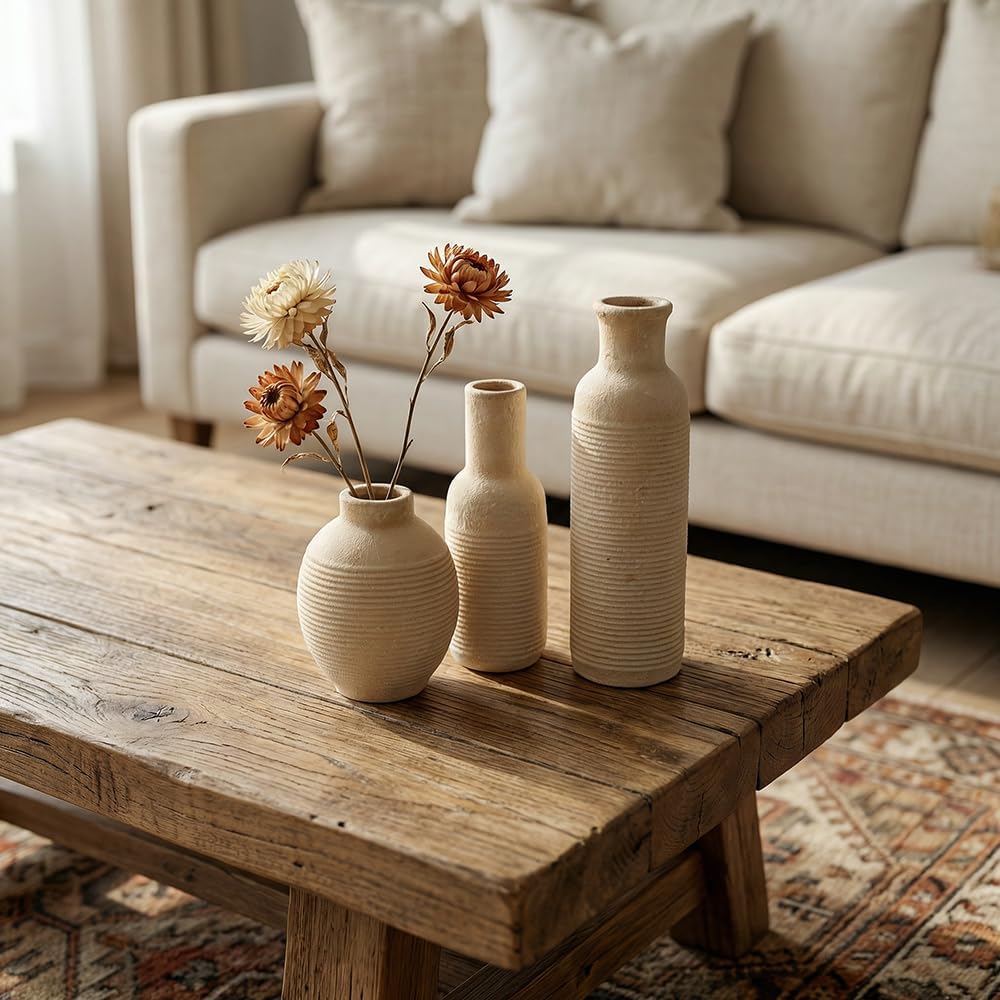 Rustic Farmhouse Vase / White2 / Set of 3