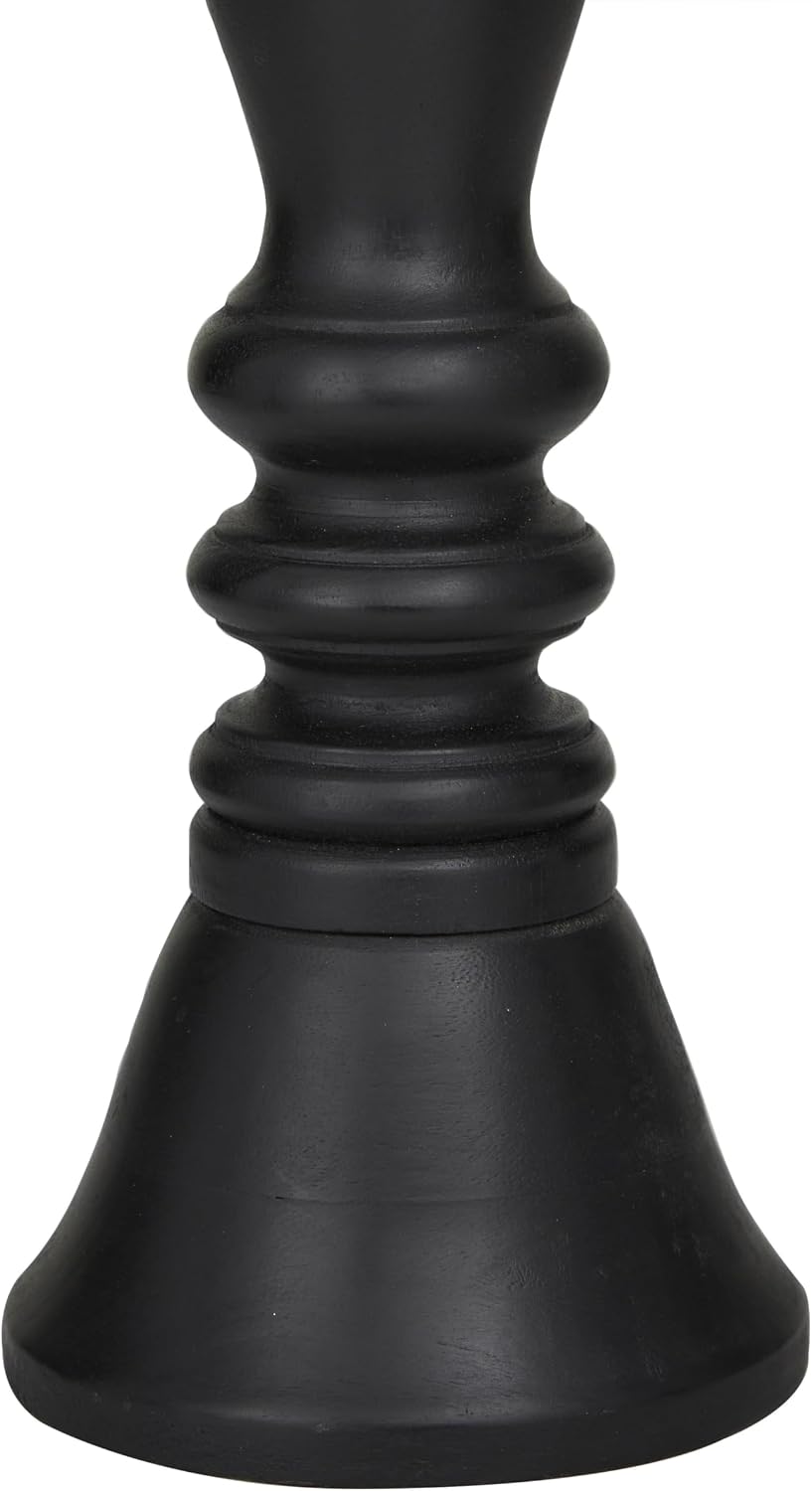 Deco 79 Wood Decorative Candle Holder Turned Style Pillar Candle Stand, Set of 3 Candlestick Holder 18, 15, 12'H, Black