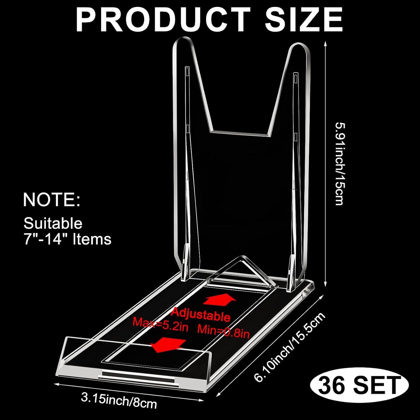 24 Pack Acrylic Book Stand for Display Adjustable, 5.91in H | Clear Display Holder Easel Collector Stand for Home