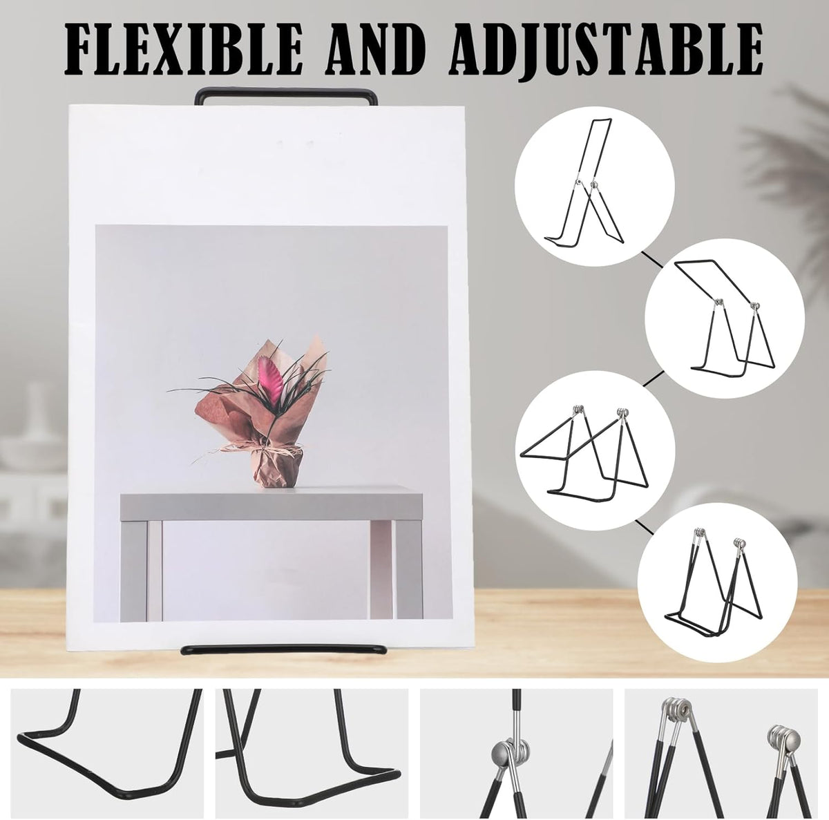 6 Pack 11.8 Inch Large Metal Book Stand for Display Adjustable Display Holder Easel Collector Stand for Home Office