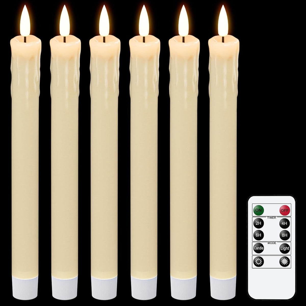 GenSwin Drip Wax Flameless Taper Candles Battery Operated with Remote Timer