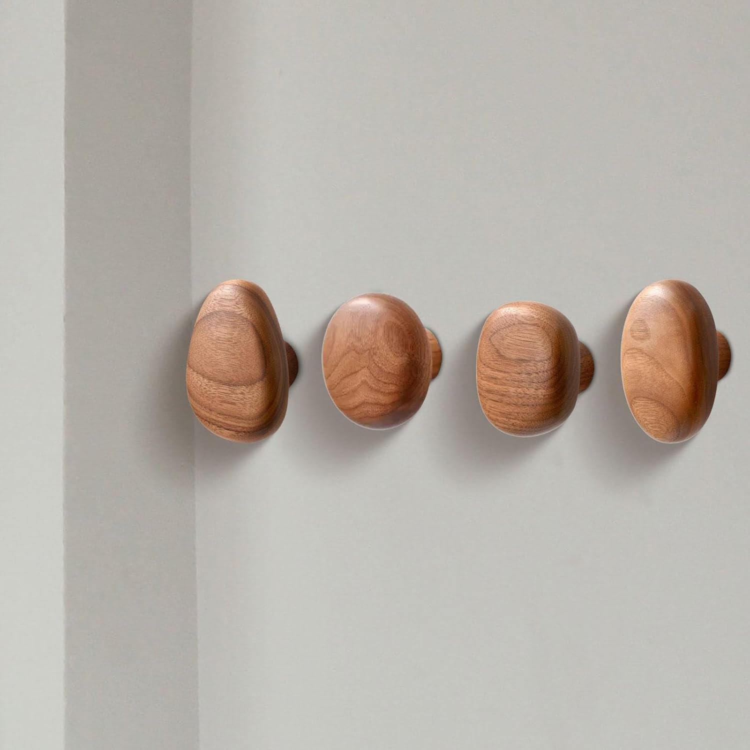 Wood Wall Mounted Coat Hooks Wooden Coat Hooks Coat Racks Wood Cabinet Knobs Wall Hooks / Set of 4