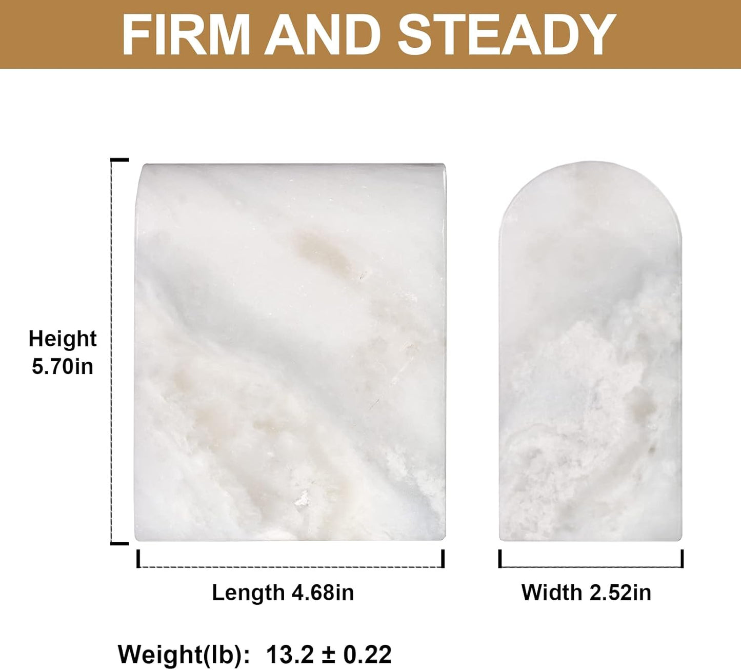 Non-Slip Book Ends / White Marble-namib Fantasy