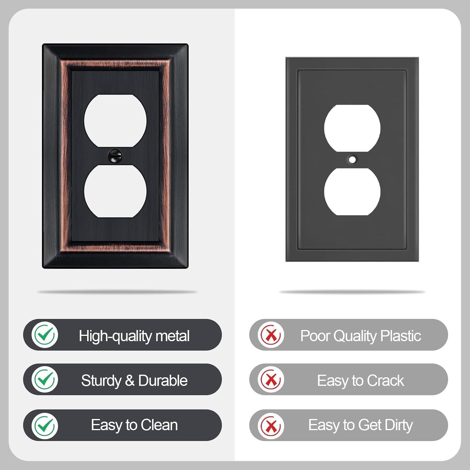 Metal Wall Plate for Electrical Outlets, Outlet Covers Wall Plate, 6 Pack | Decorative Aged Bronze Switch Plates Outlet