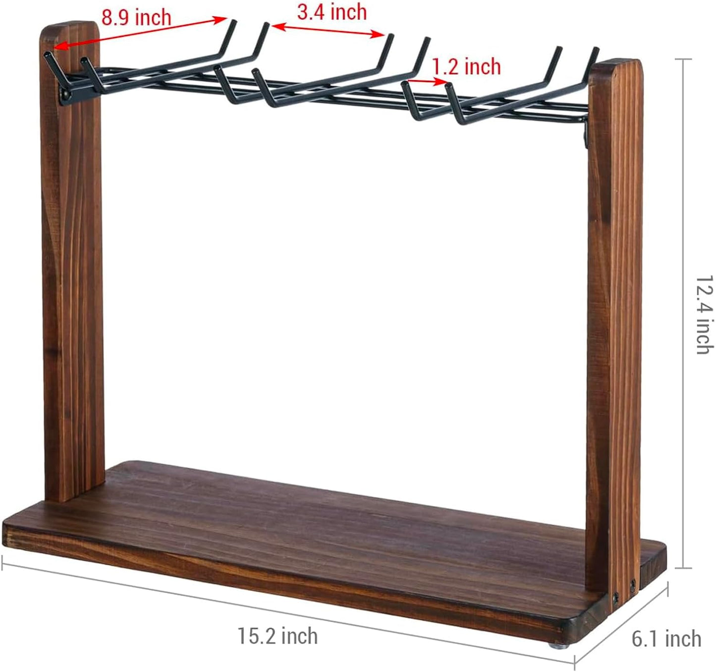 MyGift Tabletop Wine Glass Drying Rack, Champagne Flute Holder, Countertop Stemware Stand for Goblets, Modern Burnt