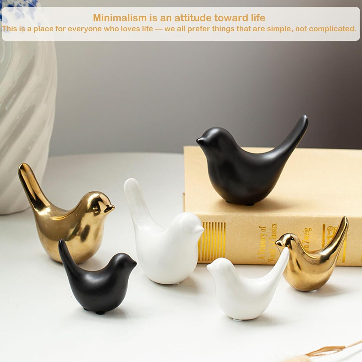 Small Birds Animal Statues Bird Figurines Knick Knacks Home Decor / Goldbirds / Gold / Set of 2