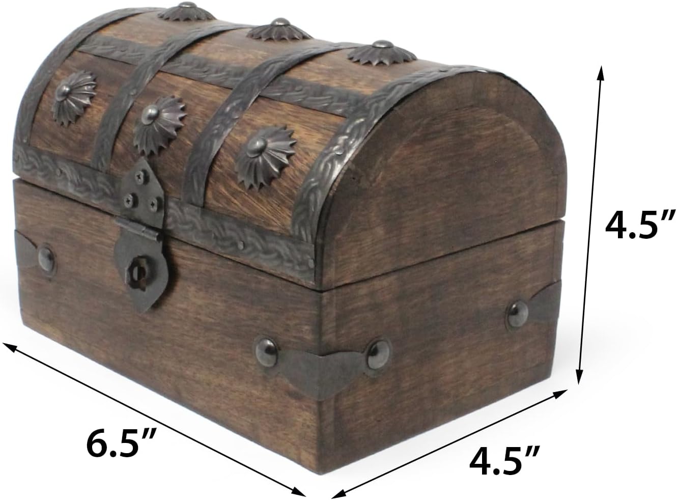 Treasure Chest Keepsake and Decorative Wood Box / Medium / 6.5 x 4.5 x 4.5