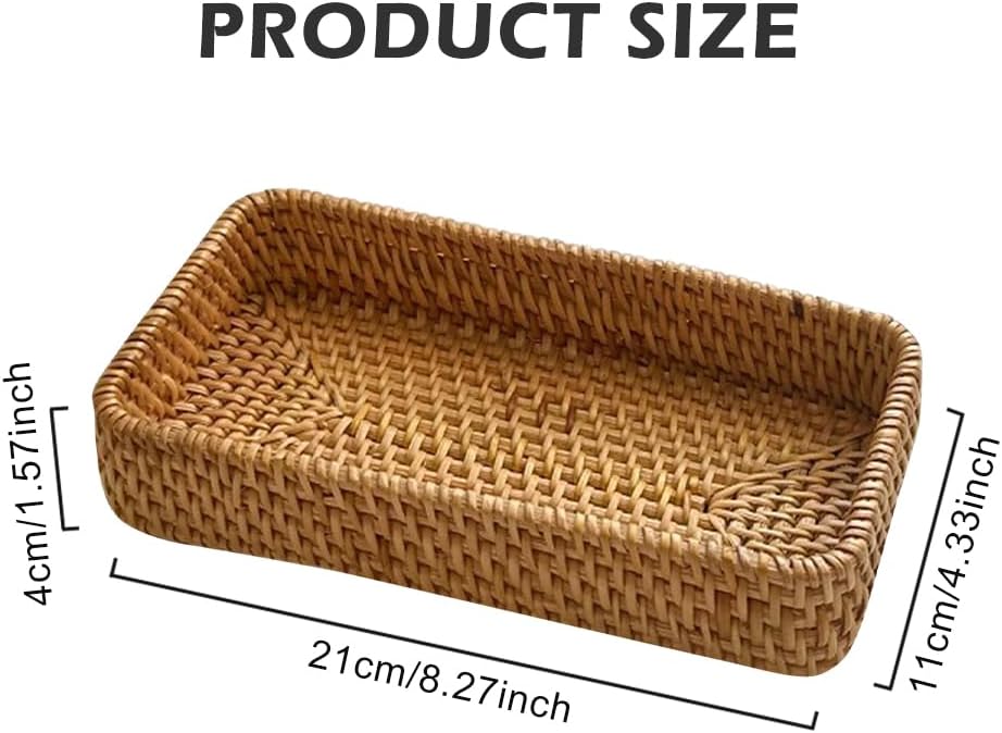 Rattan Bathroom Vanity Tray / Brown