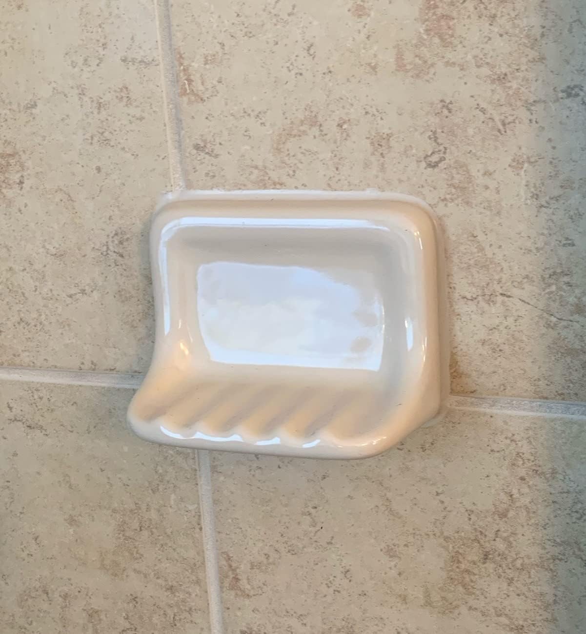Bone Almond Ceramic Soap Dish Holder