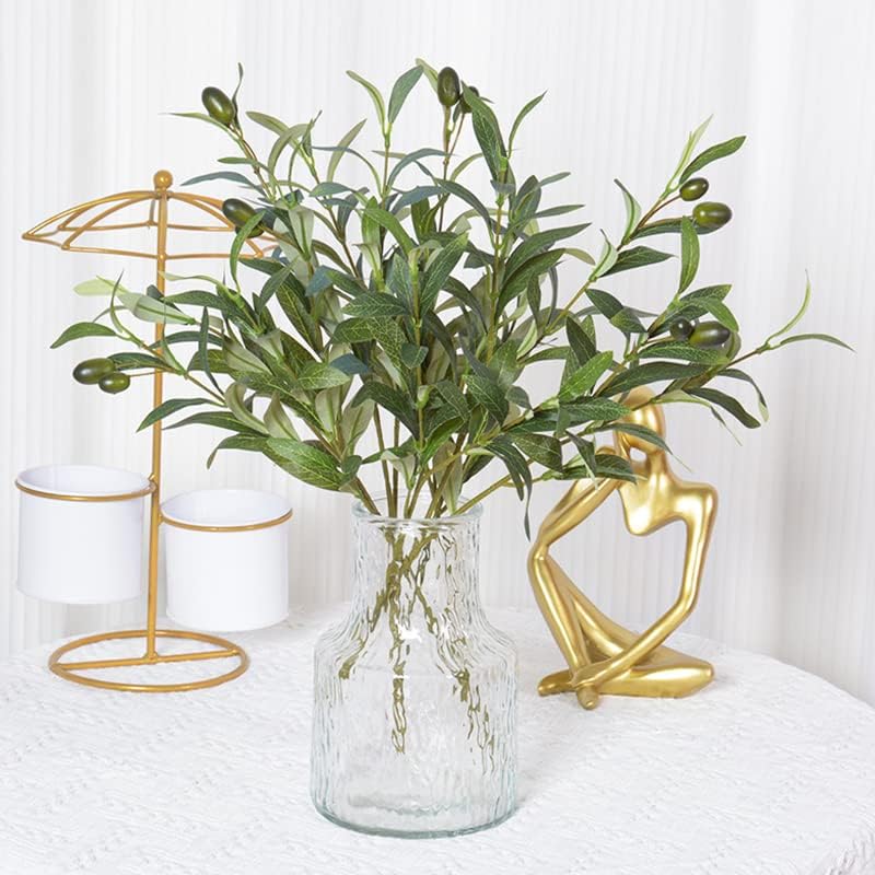 Artificial Olive Branches for Vases Faux Olive Branch Stems Leaves / 19 Inch / Set of 4