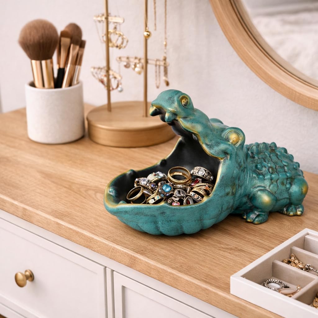 Alligator Statue Key Bowl / Green