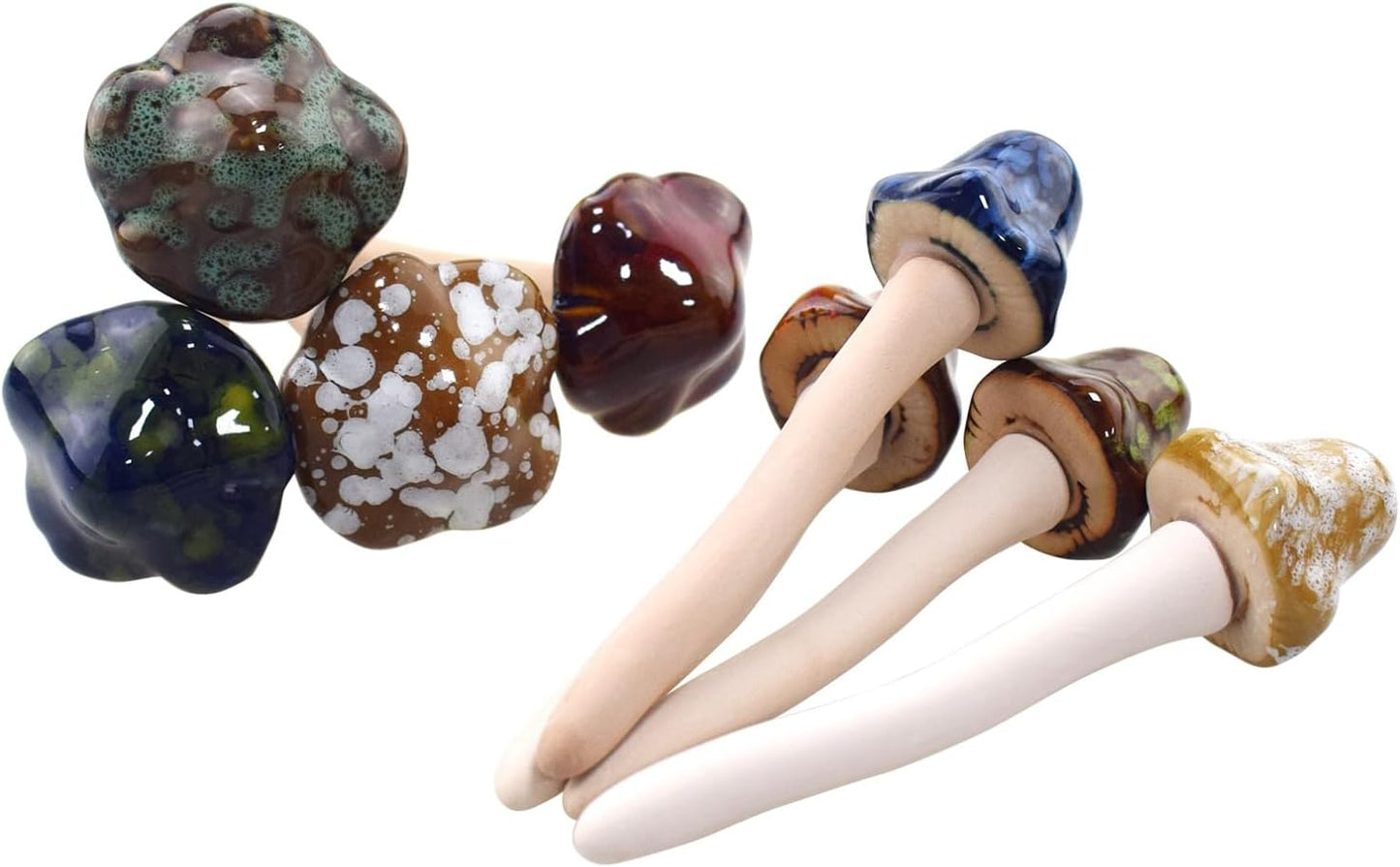 Accessories Ceramic Mushroom Garden Pot Decoration Mushroom Figurine Indoor and Outdoor / Set of 8