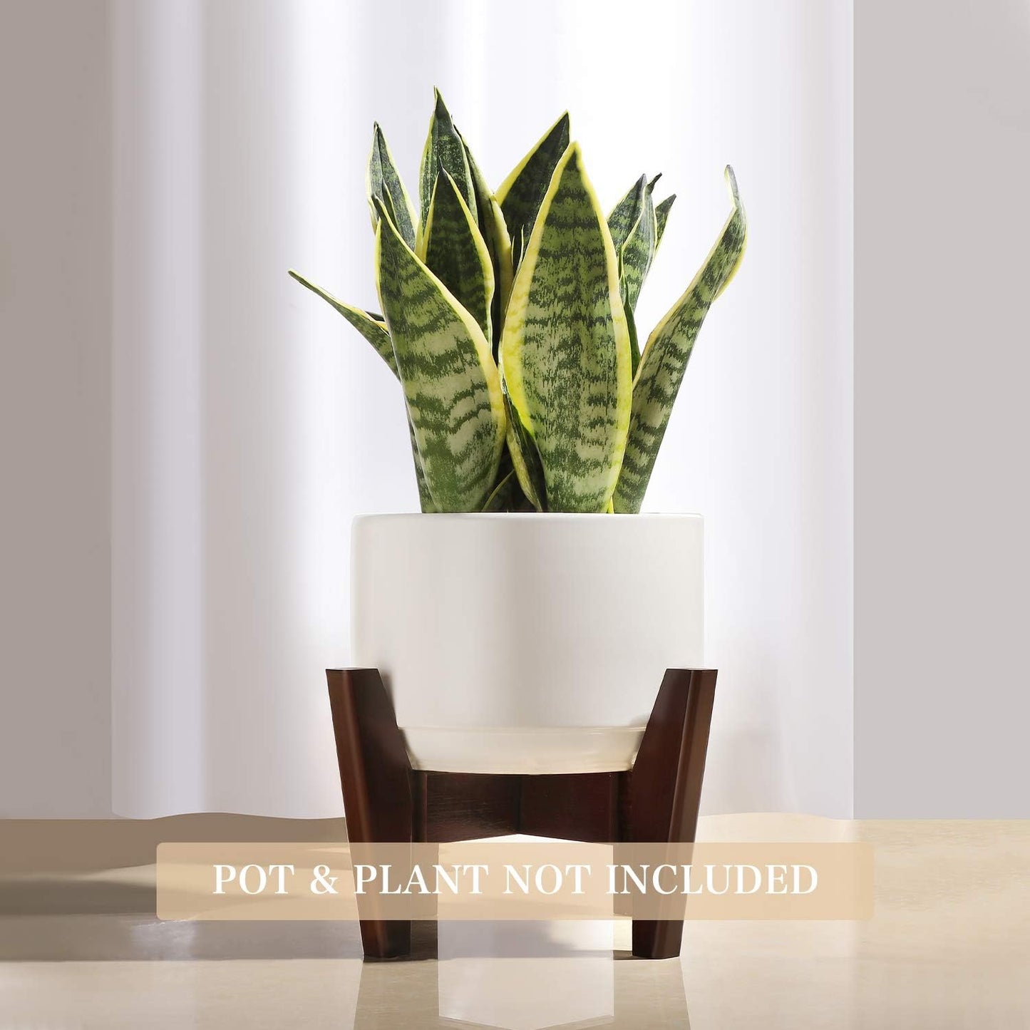 Seanmi Plant Stands for Indoor Plants, Bamboo Plant Stand, Mid Century Plant Holder, Adjustable Width, Fits 8 9 10 11