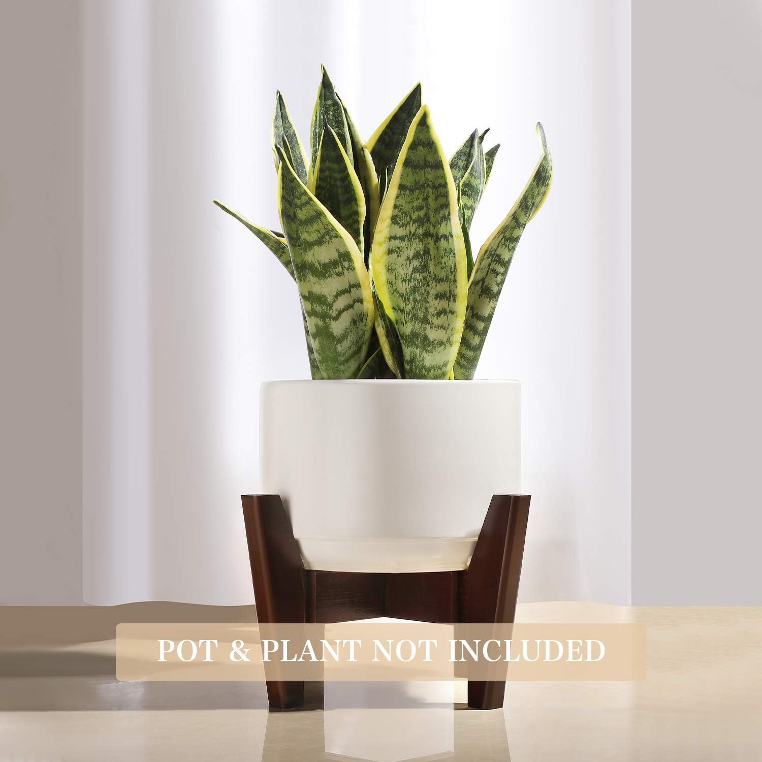 Seanmi Plant Stands for Indoor Plants, Bamboo Plant Stand, Mid Century Plant Holder, Adjustable Width, Fits 8 9 10 11