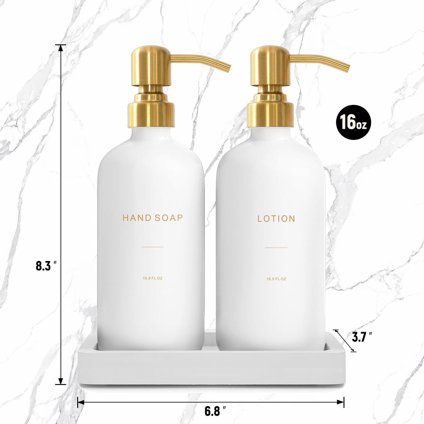 Prus Waso Gold Soap Dispenser Bathroom Set | Hand and Lotion Dispenser with Stainless Steel Pump, Perfect for Modern