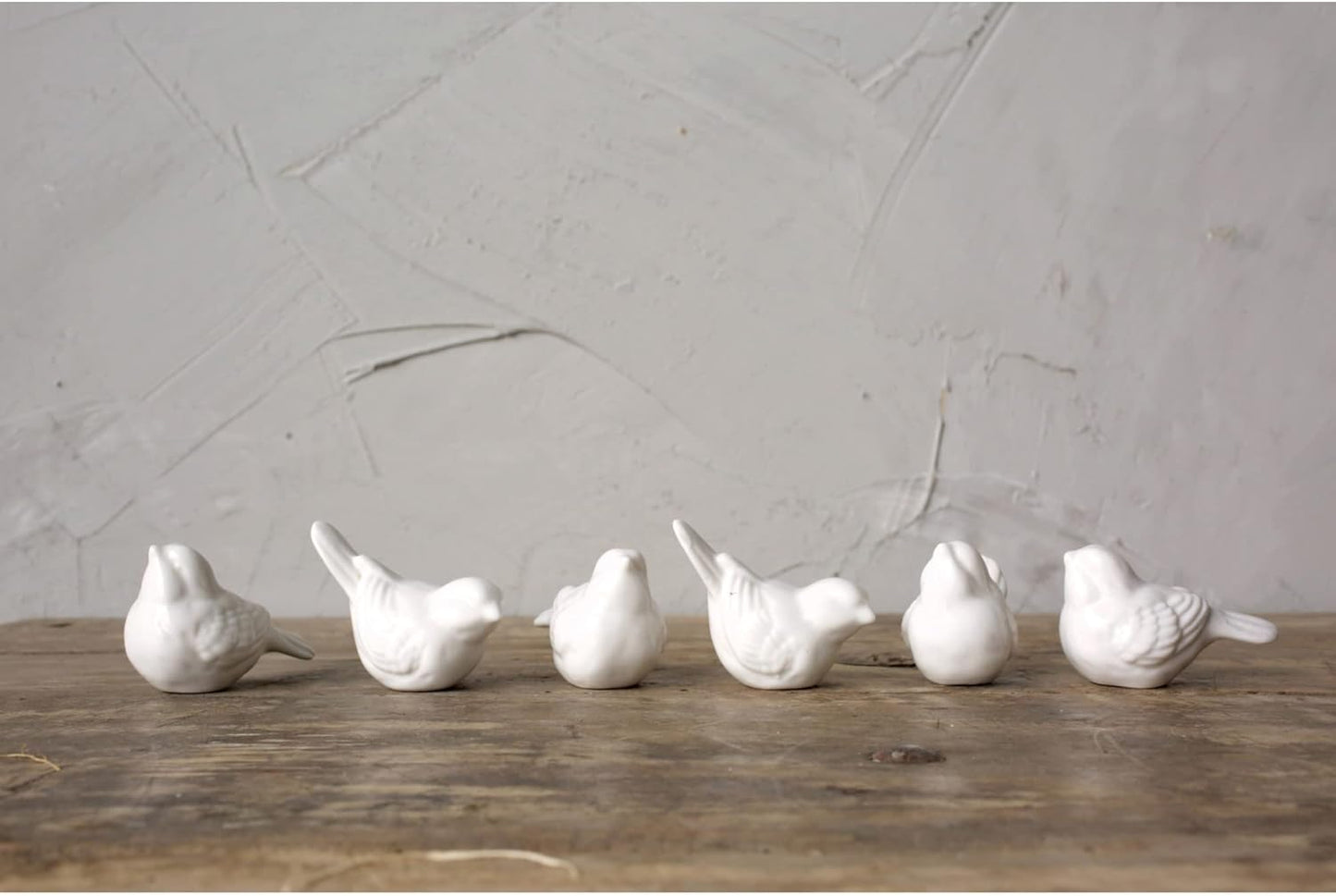 Creative Co-Op Ceramic / Birds / White / Set of 6
