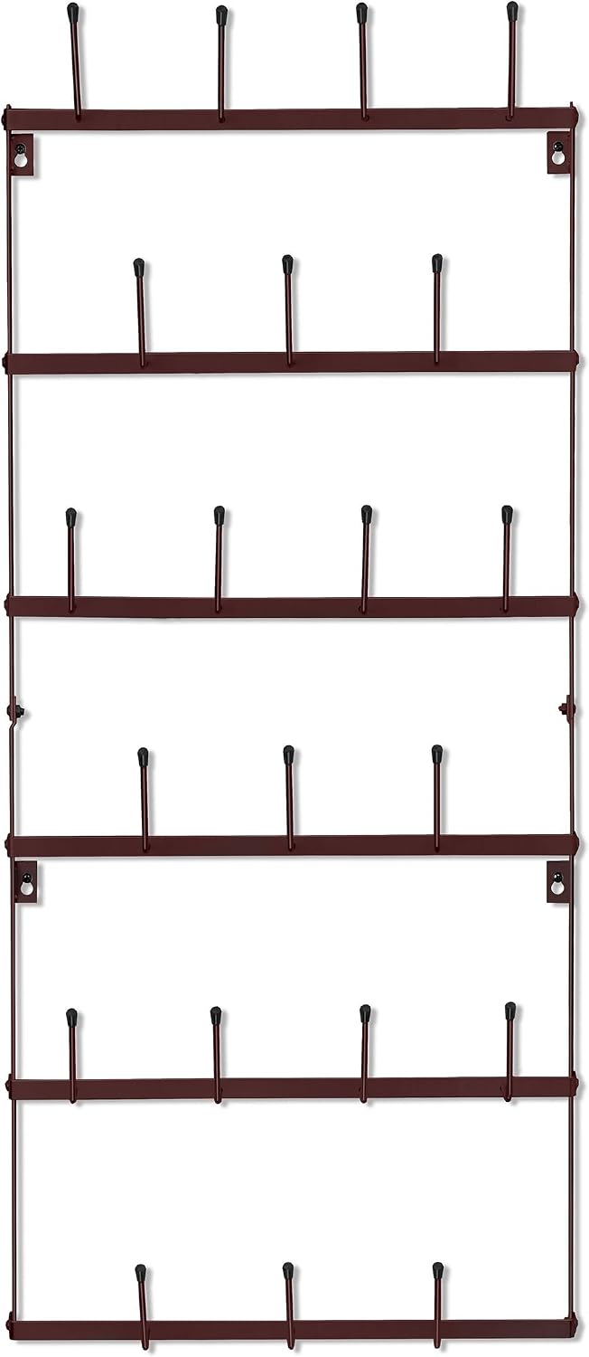 Sorbus Wall Mug Rack, Coffee Mug Display for Coffee Station (Small, Brown) | Rustic six-tier metal holder with hooks