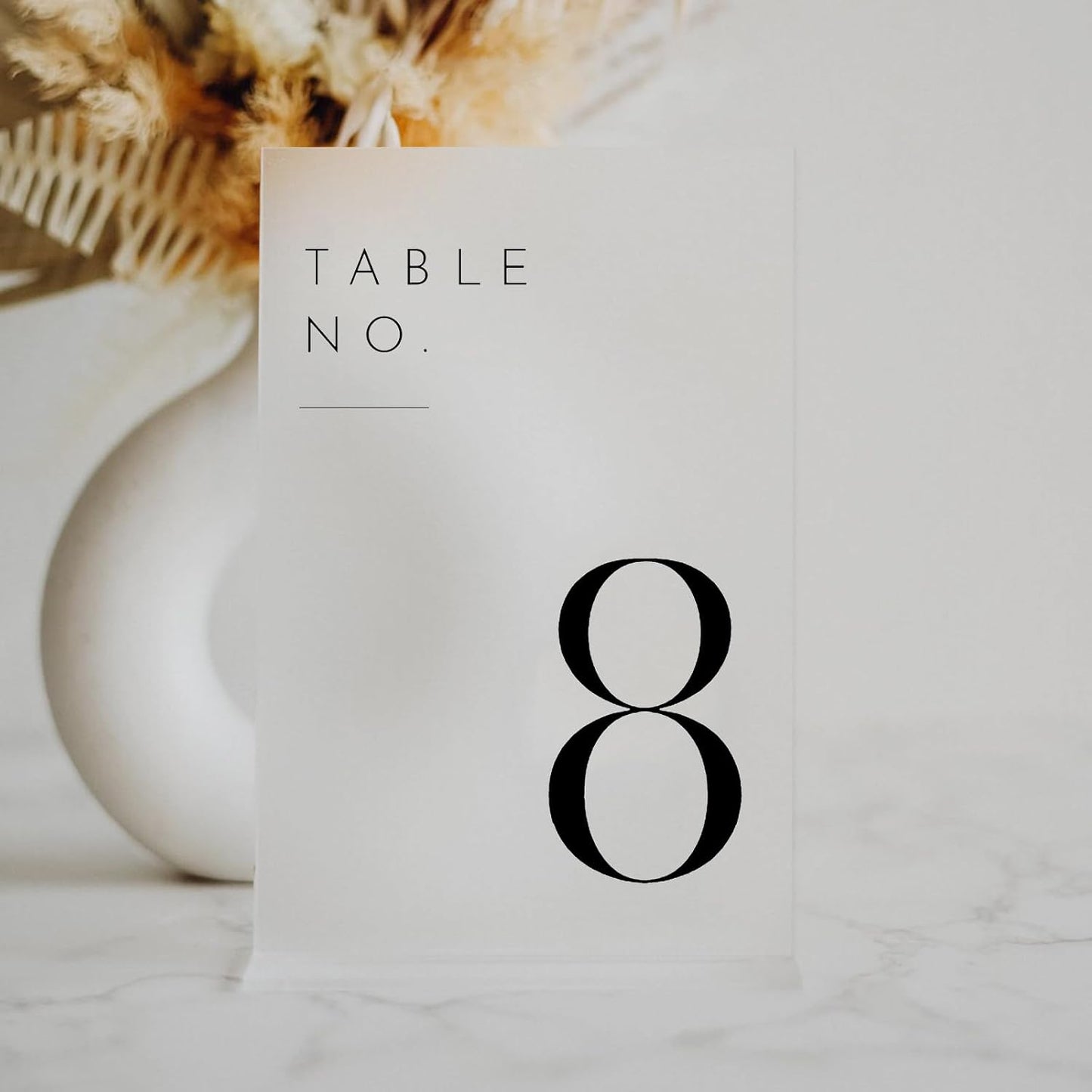 Frosted Wedding Table Numbers 1-10 with Stands | 5"x7" Frosted Acrylic Table Numbers, Perfect for Wedding Reception