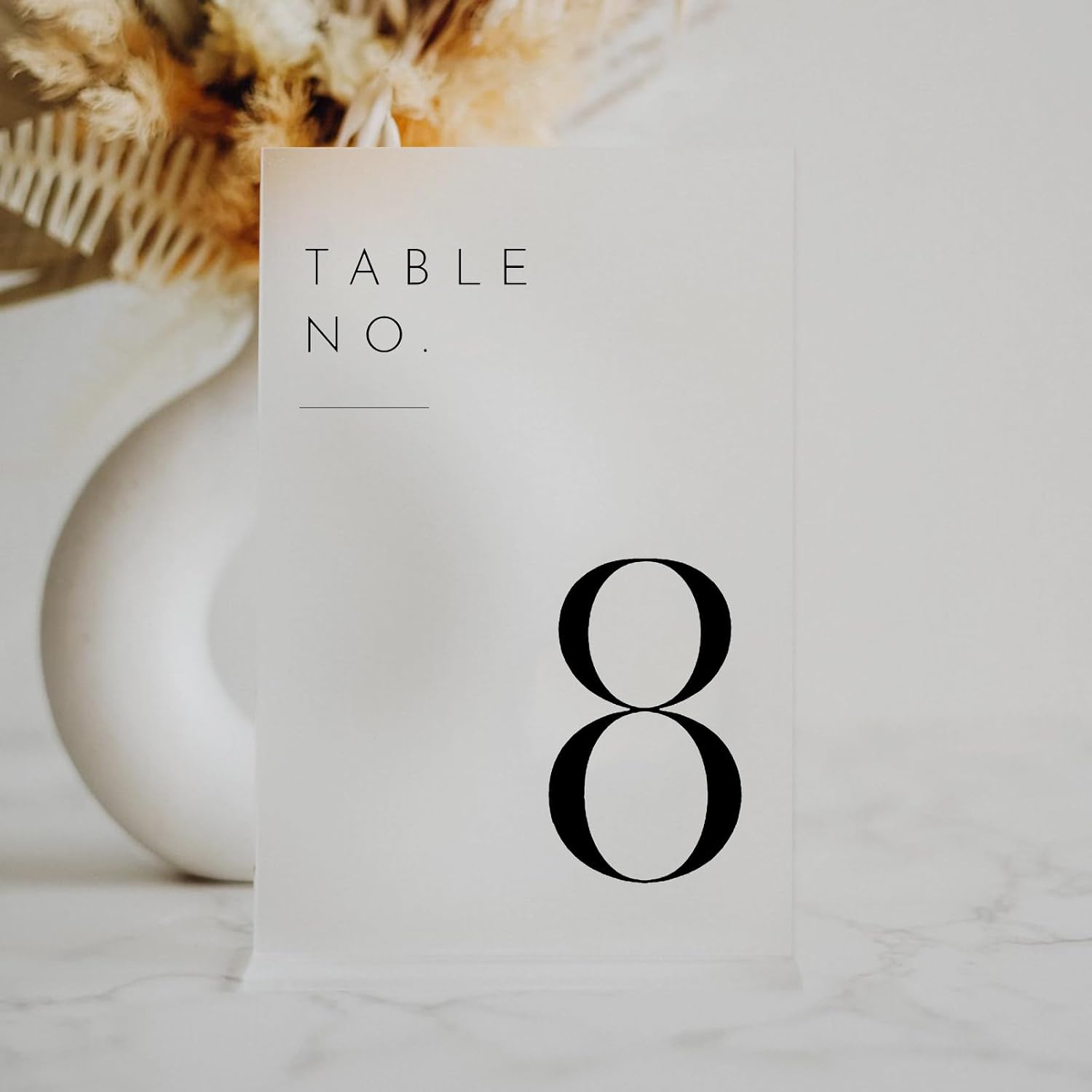Frosted Wedding Table Numbers 1-20 with Stands | 5"x7" Frosted Acrylic Table Numbers, Perfect for Wedding Reception