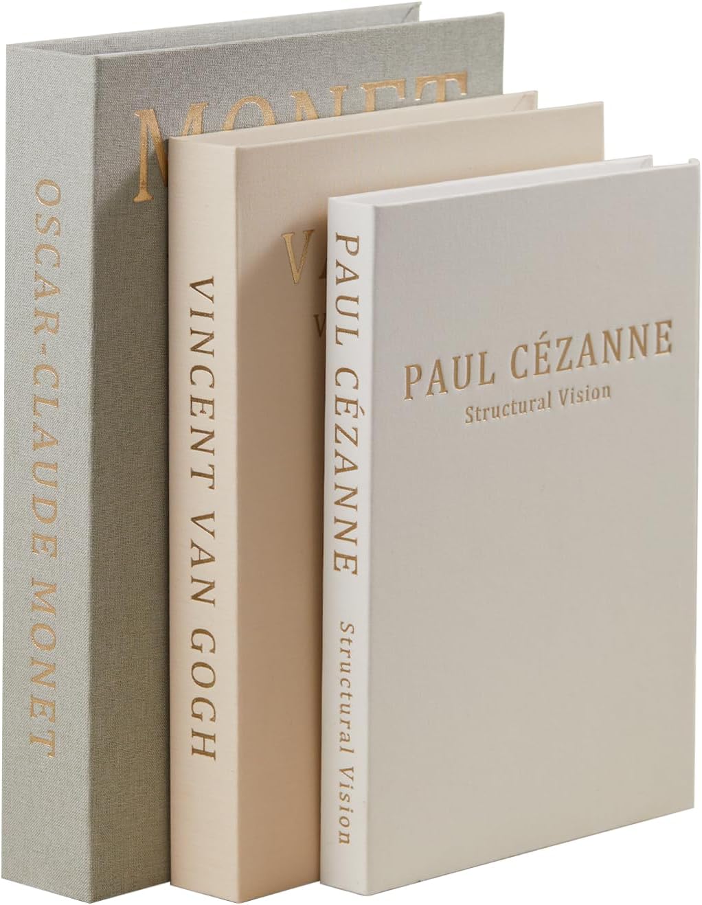 Faux Decor Book Storage Box for Decoration / Green/beige/white / Set of 3