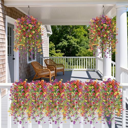 Hommyea Artificial Fake Fall Flowers Plants for Outdoors Mums Home Decor
