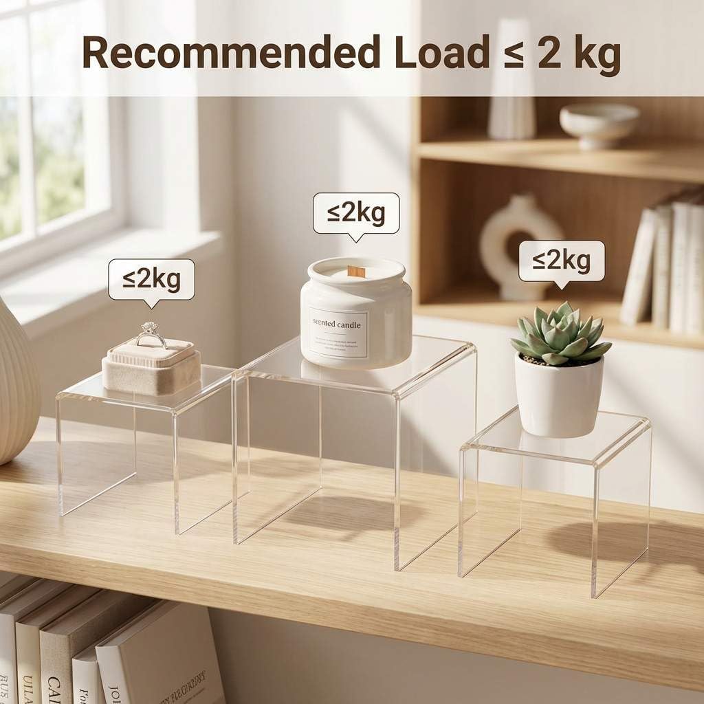 Lightweight Stands for Cupcakes / Clear / 4 x 4 x 4 / Set of 8