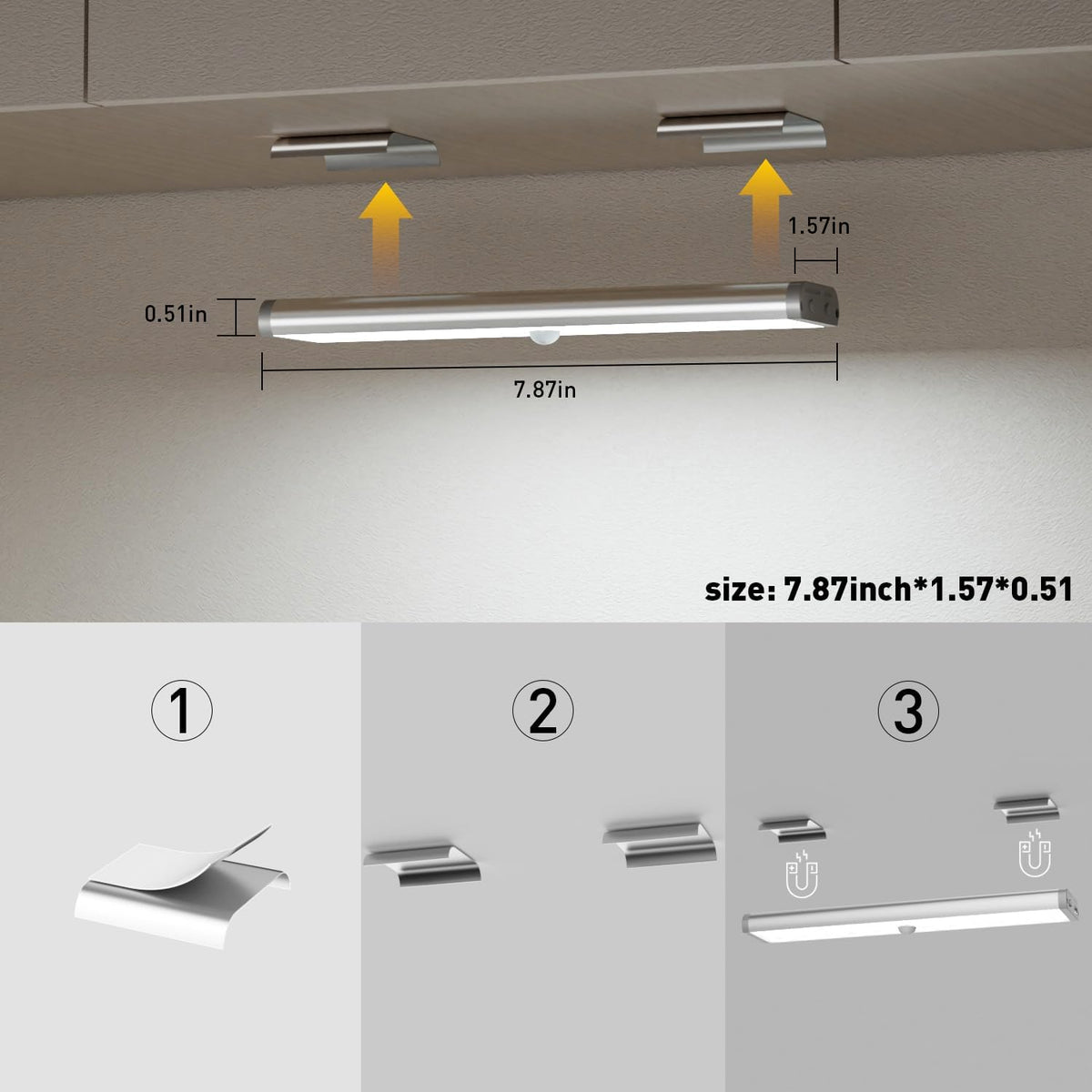 Under Cabinet Lighting Wireless,58 LED Motion Sensor Light Indoor Night Lights with Remote,Rechargeable RGB Under