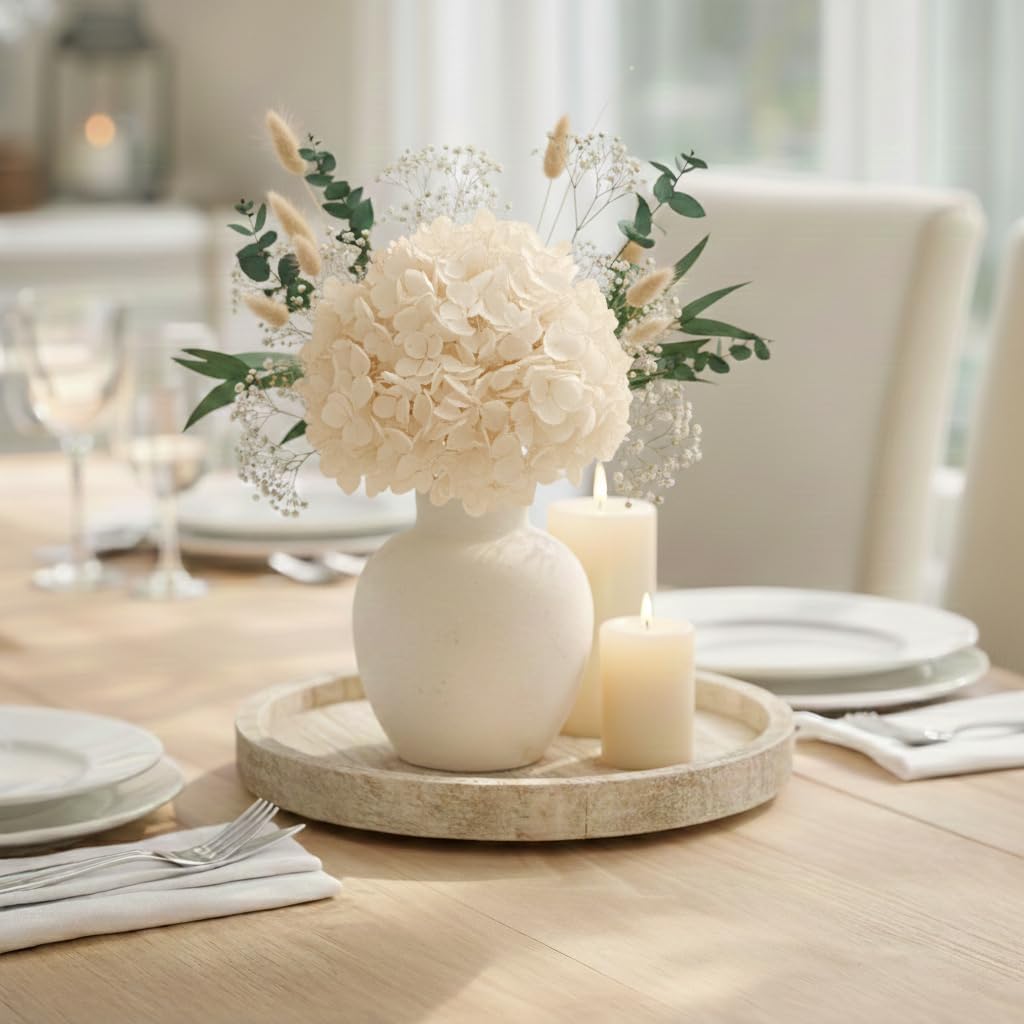 Ceramic Decorative Flower Vase / White / 6 Inch