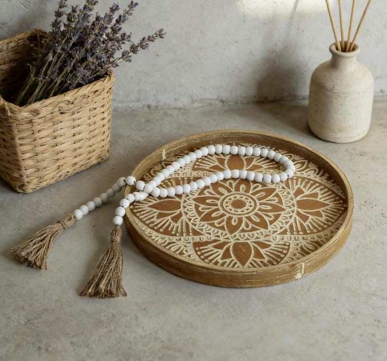 Boho Bead Garland / 11.8 x 11.8 x 0.98 / Lotus Brown + Bead Garland / Set of 2