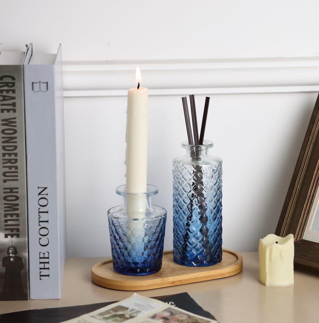 Glass Bud Vase Set / Blue / Set of 12
