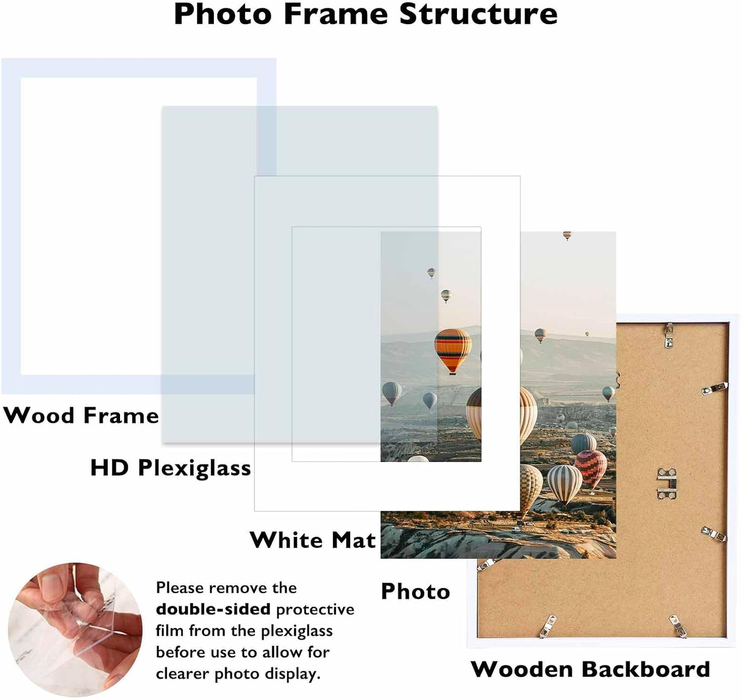 10x14 Picture Frame Set of 12 for 30 x 40 cm Diamond Art Painting, Display 8.5x11 with Mat or 10x14 without Mat, Wood