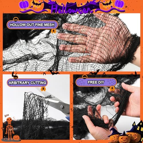 Land Guard Halloween Gauze Cloth, Black Creepy Cloth, 40×200 Inch Creepy Fabric Halloween for Haunted House Supplies, Party Outdoor, Indoor
