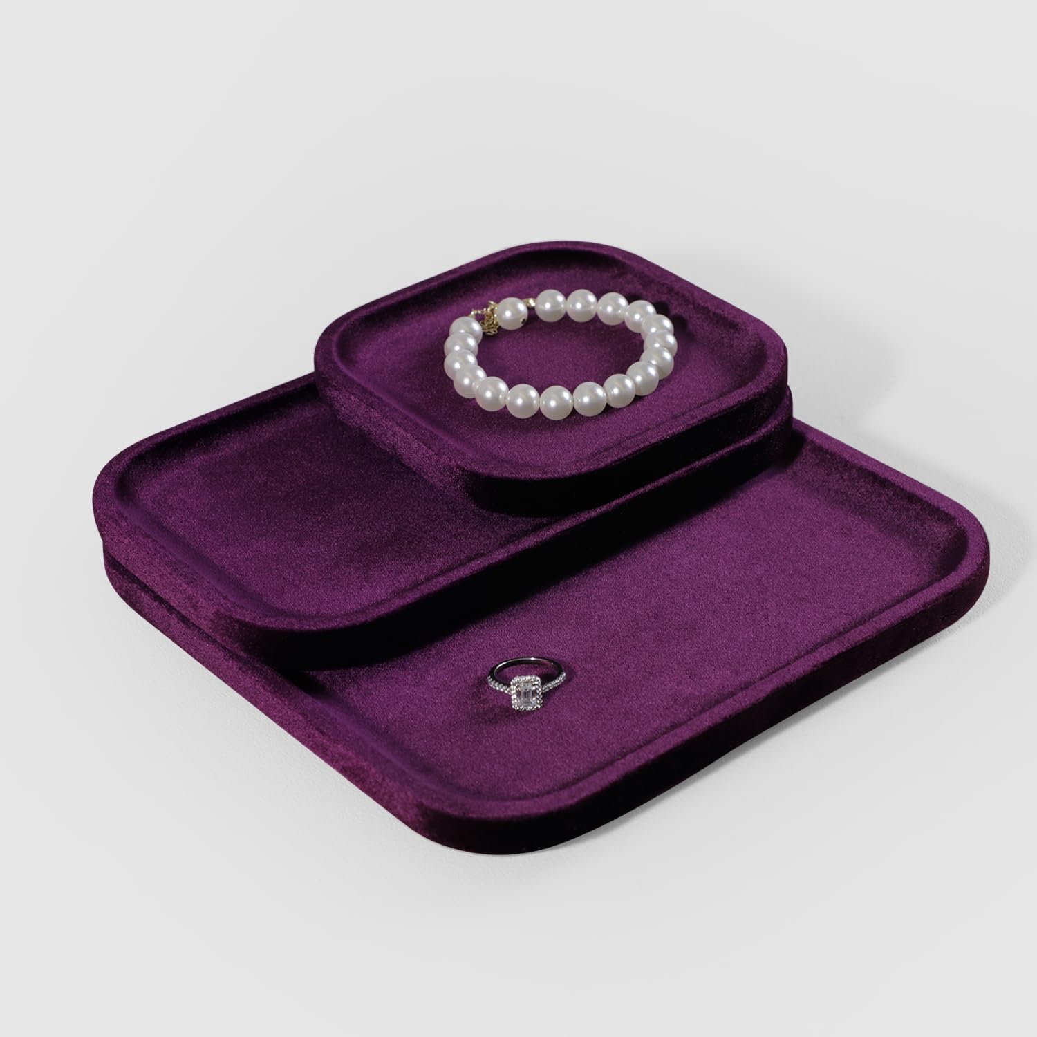 Resilient Velvet Jewelry Display Tray for Ring Earrings Bracelet Necklace / Purple / 7.9 x 4.7