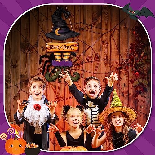 Bbto Halloween Witch Decor, Trick or Treat Wooden Sign Wreath Decor