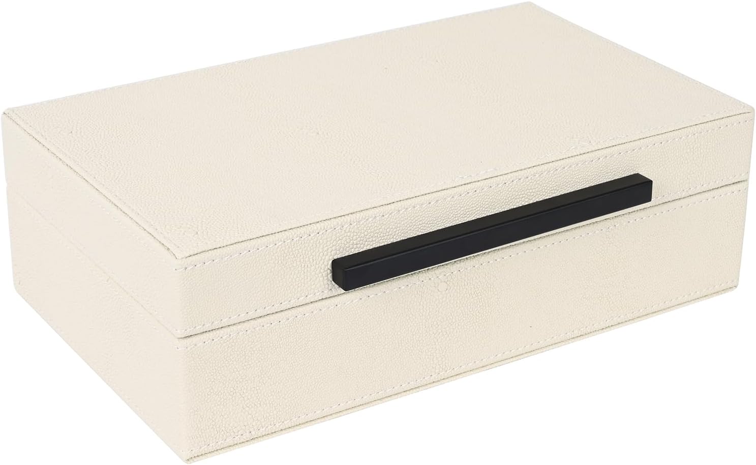 Small Jewelry Organizer & Keepsake Box / 11 In / Beige+black Handles