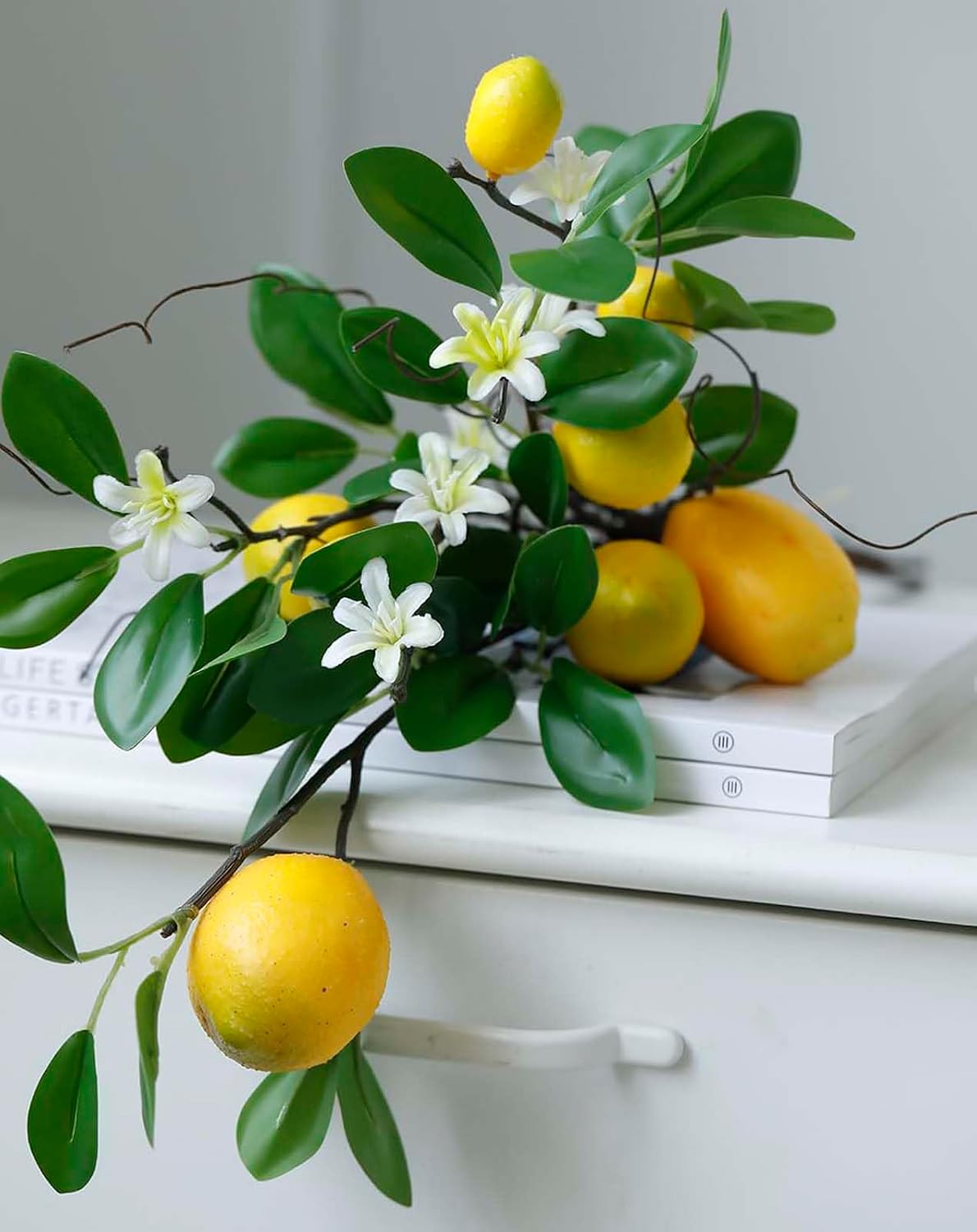 Artificial Lemons Branches / 8 Head Faux Lemons