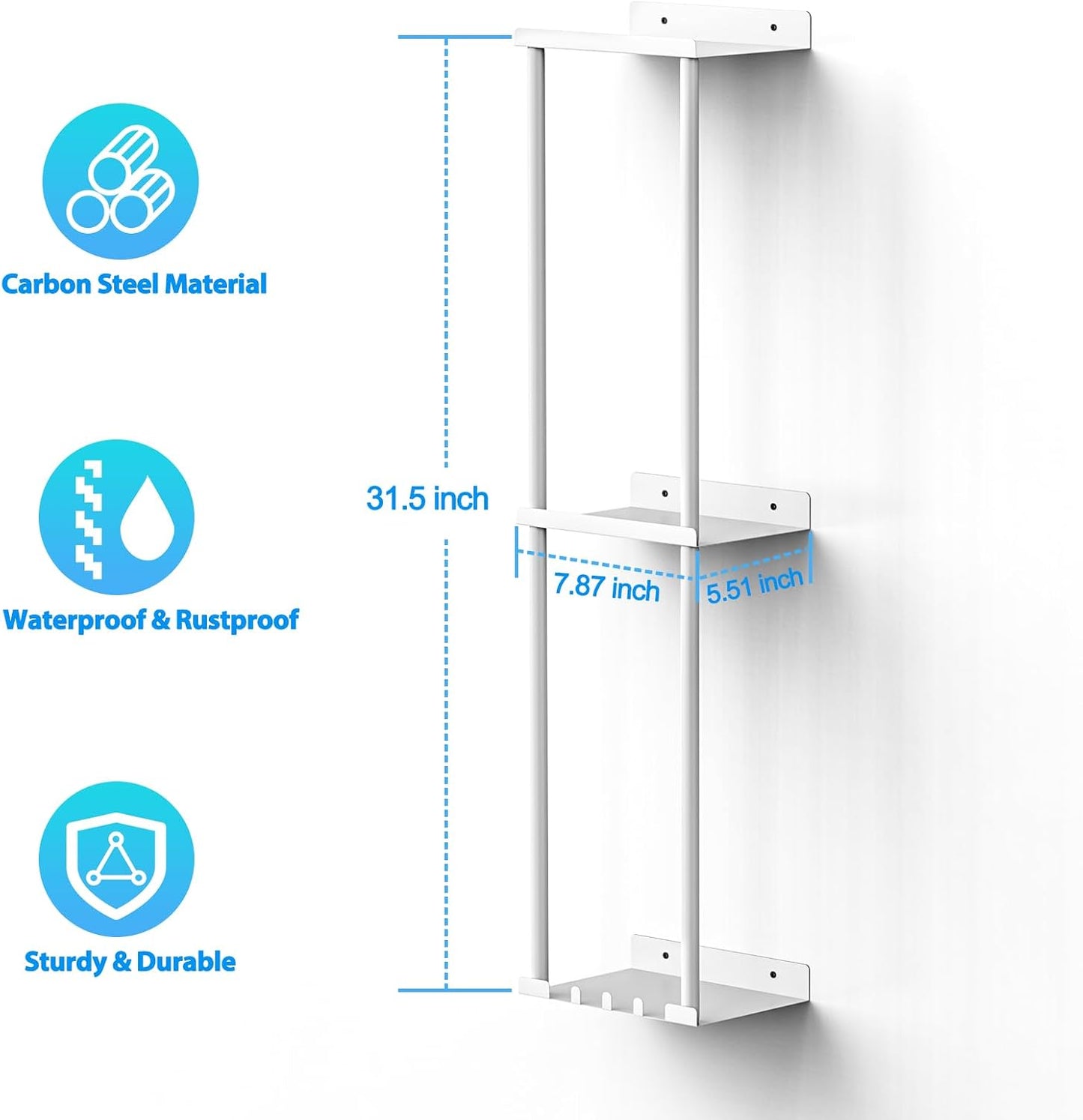 Liuoud Towel Rack for Bathroom, Wall Mounted Vertical Rolled Towel Storage Organizer Holder with Shelf, Holds Up 6