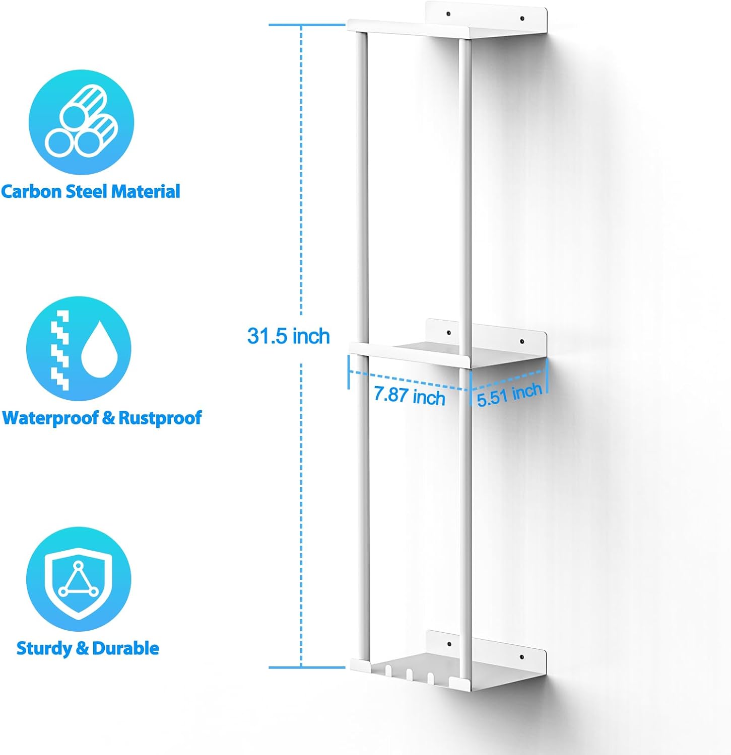 Liuoud Towel Rack for Bathroom, Wall Mounted Vertical Rolled Towel Storage Organizer Holder with Shelf, Holds Up 6