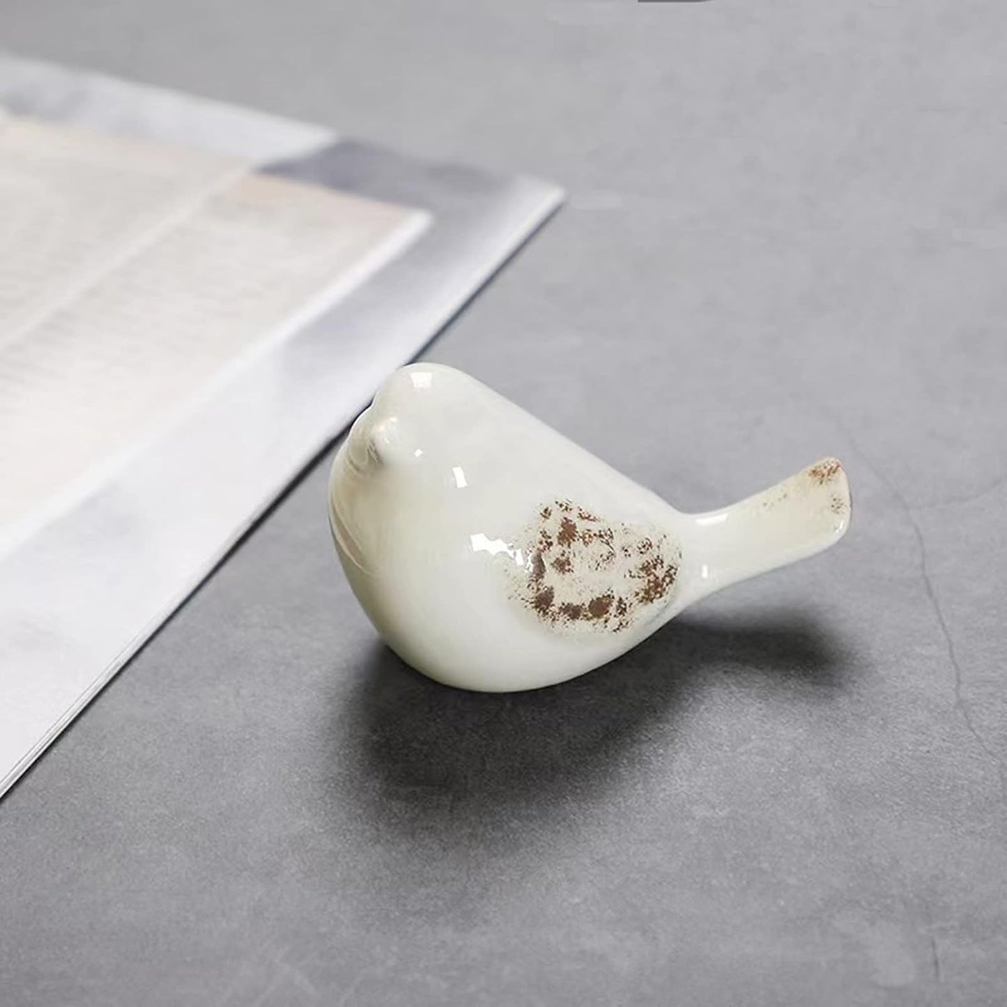 Small Birds Statues Ceramic Home Decor Modern Style Decorative Ornaments Animal / White / Set of 2