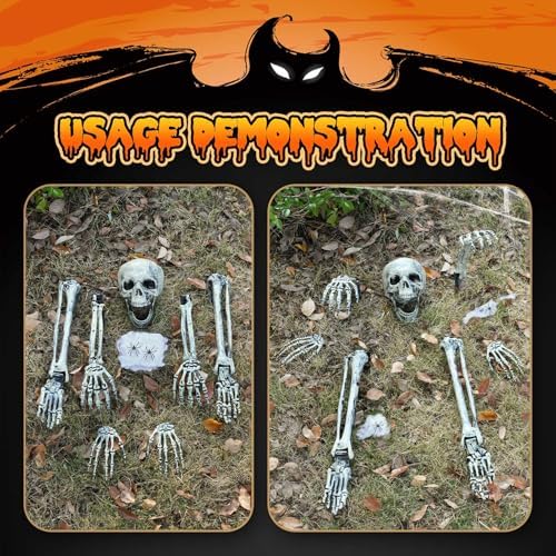 Halloween Decorations Skeleton Groundbreaker Skeleton 8pcs Halloween Outdoor Decorations for Yard, Lawn, Garden, Graveyard Party Supplies Outdoor Skeleton Decorations (Tombstone not included)