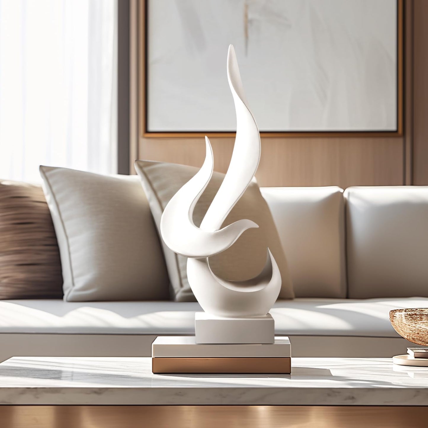 Decor Modern Flame Statue / White