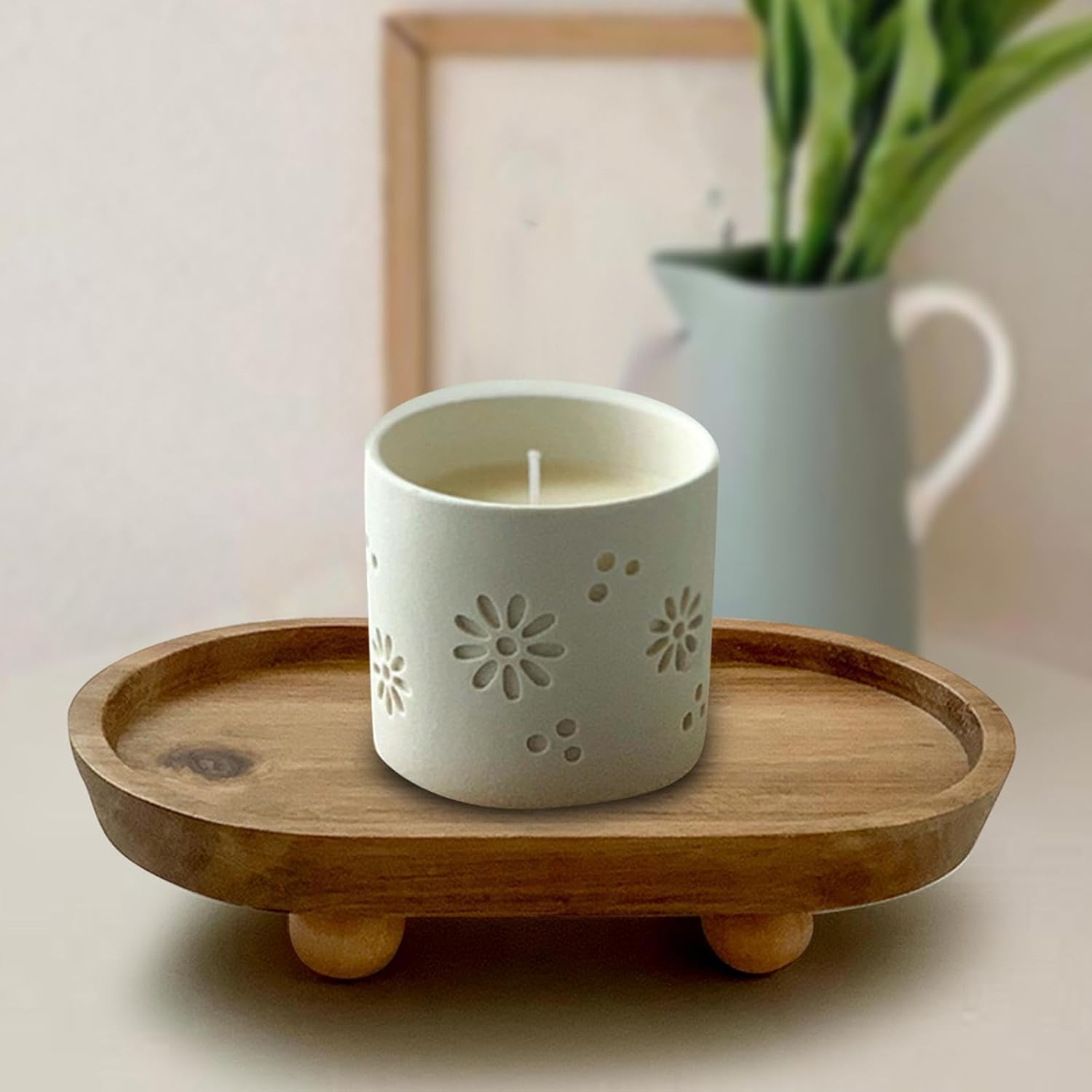 Small Wooden Riser Wooden Pedestal for Display Tray Display Riser / 11.8 x 19.8 x 4.3 / Oval Cm