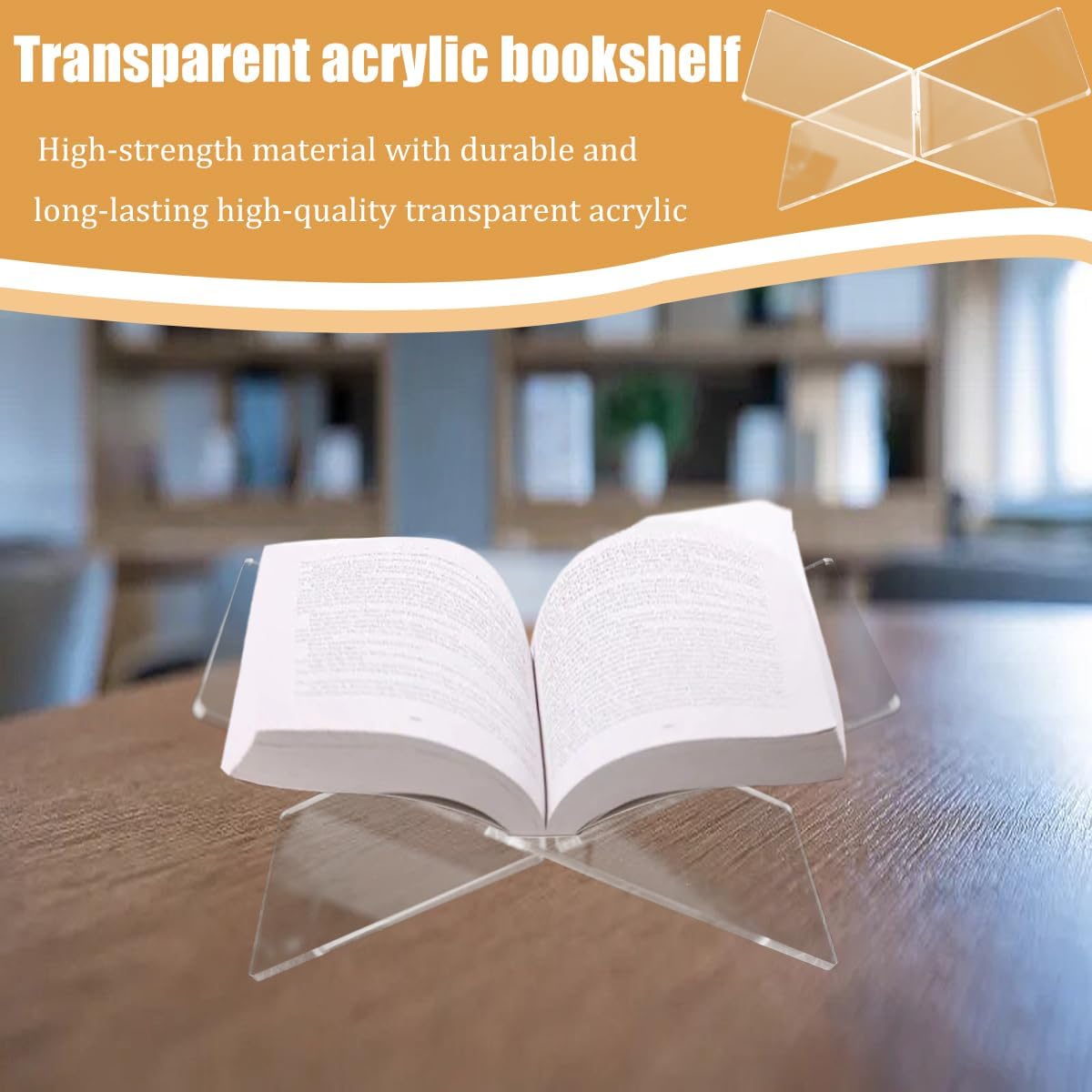 Acrylic Book Stand Cookbook Display Holder / Clear