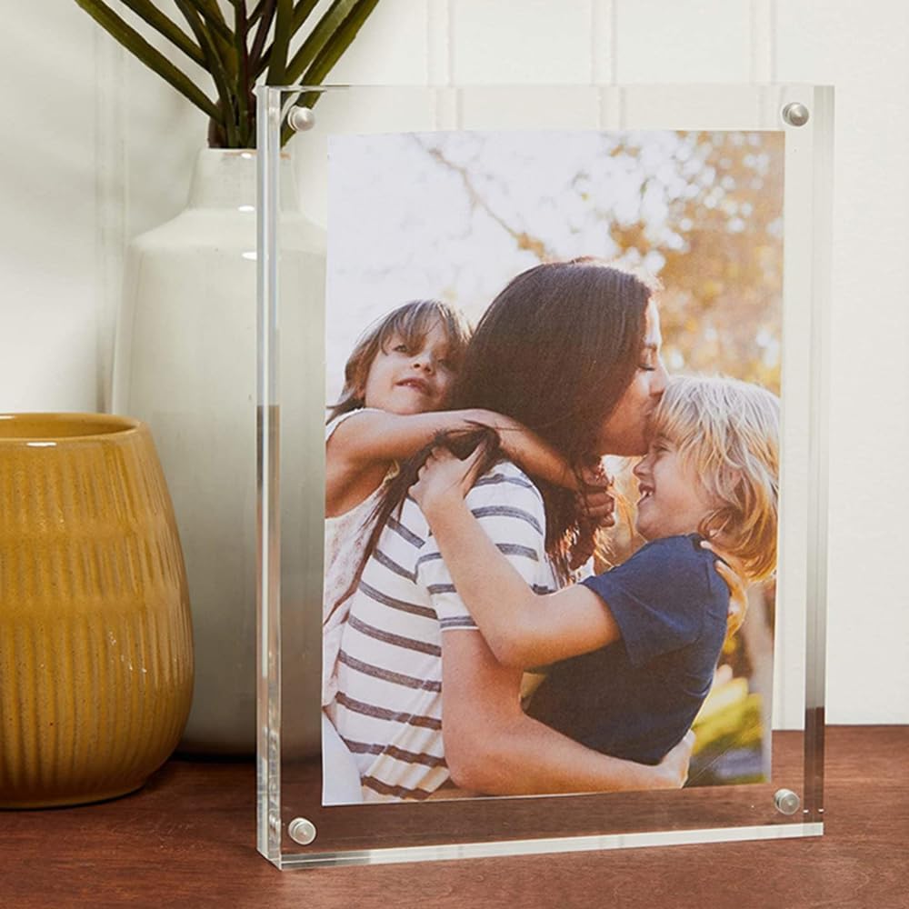 8 Pack 4 x 6 Acrylic Picture Frames, 20mm Magnetic Floating Photo Frames | Clear Frameless Magnetic Double Sided Photo