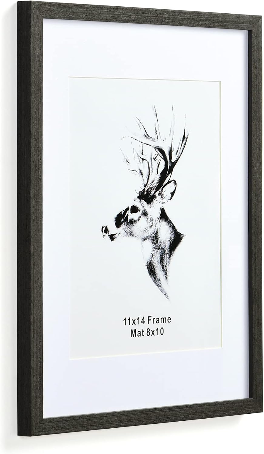 Yaetm 11x14 Black Picture Frame with Mat for 8x10 Set of 4, Solid Wood 11x14 Frames with Tempered Glass for Wall